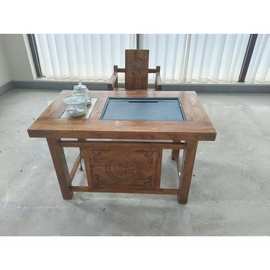 办公室泡茶桌椅组合家用套装榆木茶台新中式几办公室泡茶桌茶具