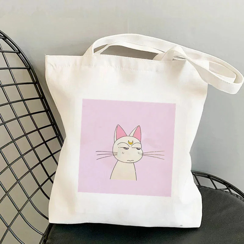 Comercio exterior Sailor Meow impresión Kawai bolsa Harjuku bolsa de compras damas lienzo bolsa de mano casual para niñas