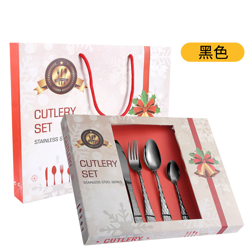 Cuchilleras de acero inoxidable 24 piezas de restaurante de hotel cuchillo y tenedor cucharas conjuntos conjuntos de caja de regalo de serie de cubo de agua transfronteriza