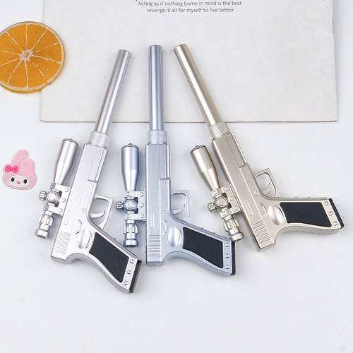 Cartoon flashlight with LED light luminous sniper pistol gel pen student office brush pen test pen
