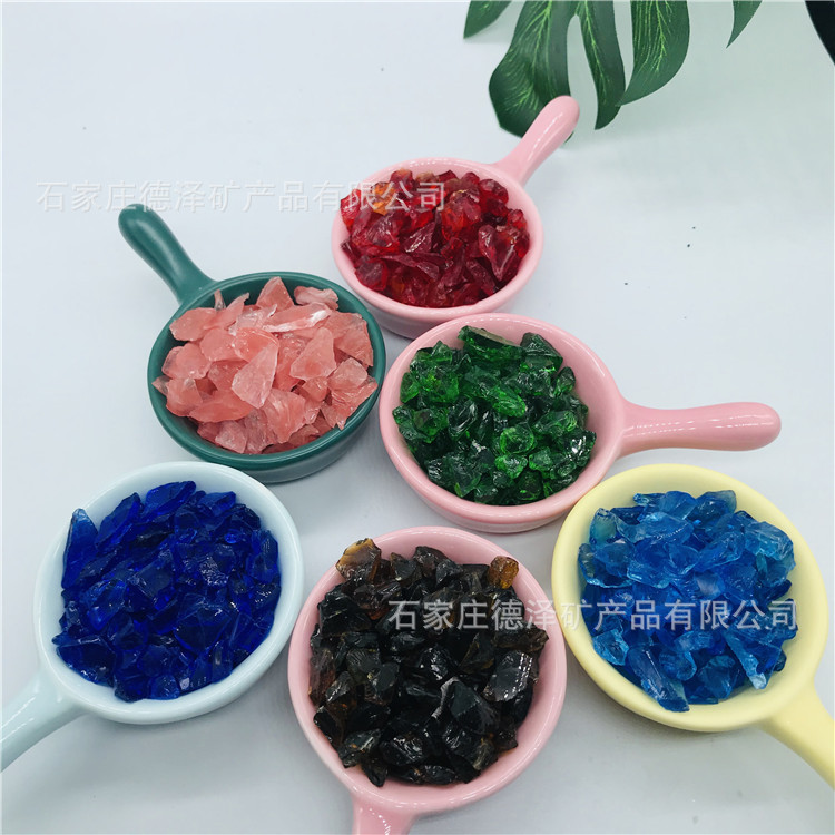 彩色玻璃砂工艺品造景钴蓝色玻璃砂2-4mm玻璃珠透明喷砂玻璃砂