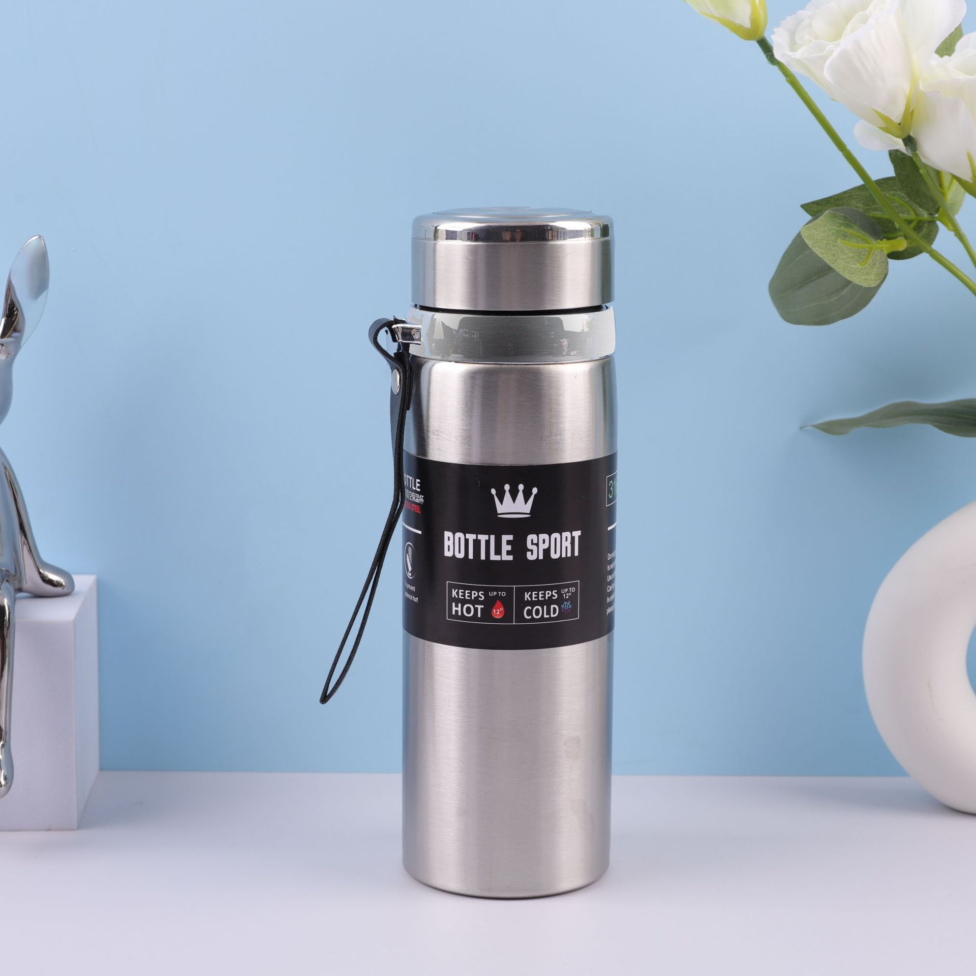 Transfronterizo 316 taza de vacío de acero inoxidable de gran capacidad al aire libre portátil deportes hervidor de agua taza de regalo de negocios con cuerda