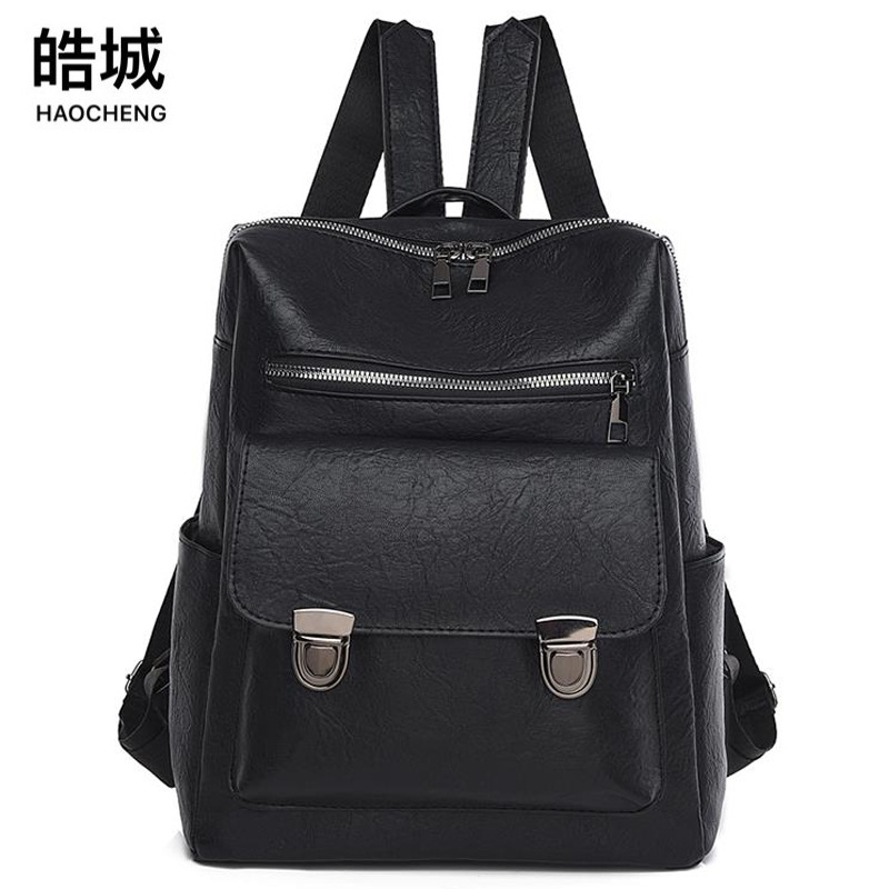 2025 nueva mochila casual retro para mujer, simple y versátil, color sólido, mochila de cuero suave para mujer, mochila escolar para estudiantes universitarios