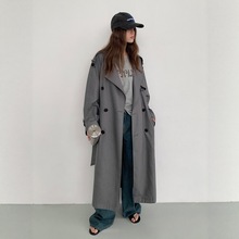 2025新款中长款风衣女宽松气质双排扣外套