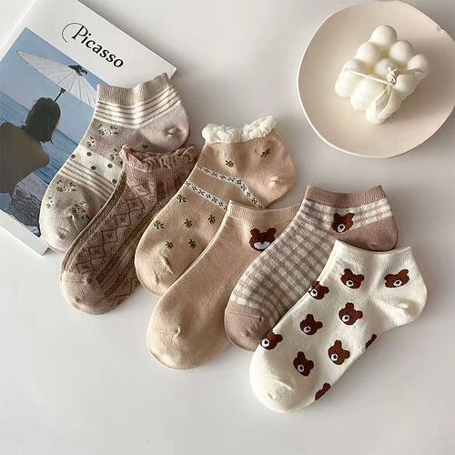 [Women's Socks] Lace Bear Combination Spring and Autumn Cartoon Low Cut Shallow Mouth Short Socks Trendy Korean Boat Socks Wholesale