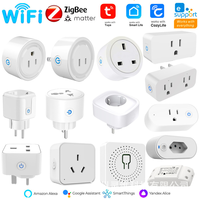 Smart Socket Wifi/Zigbee Us/Uk/Eu/Jp/Au Standard Wifi Switch Socket with Metering and Voice App Control Smart Socket Wifi/Zigbee Us/Uk/Eu/Jp/Au Standard Wifi Switch Socket with Metering and Voice App Control