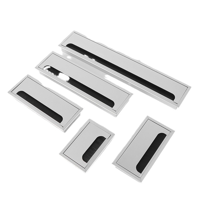 Caja de alambre de aleación de aluminio computadora de escritorio cepillo rectangular caja de roscar escritorio de conferencia agujero cuadrado ventas directas de la fábrica