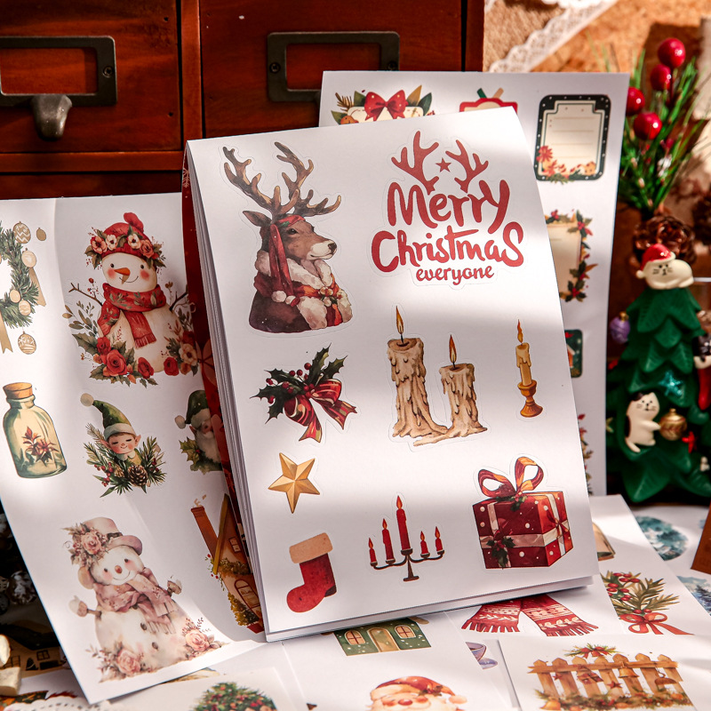 Libro de pegatinas de Navidad Sr. Paper serie de comercio exterior de vacaciones estadounidenses materiales de decoración paisajística libro de pegatinas