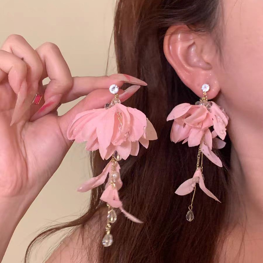 Super encantador ~ aretes de cuentas de flores retro franceses flores multicapa de bordas nichos frescos y dulces