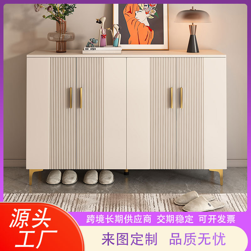 Italian-Style Light Luxury High-End Solid Wood Shoe Cabinet European-Style Multi-Functional Doorway Storage Cabinet Modern Simple Balcony Storage Cabinet