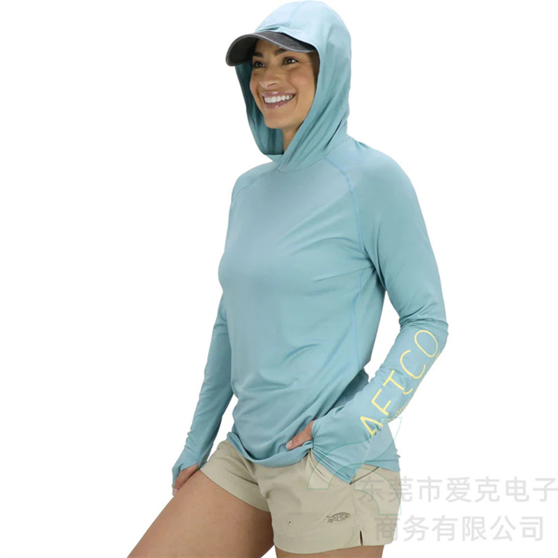 AFTCO fishing shirt outdoor sun protection clothing women's summer fishing suit quick-drying long-sleeved hoodie breathable top