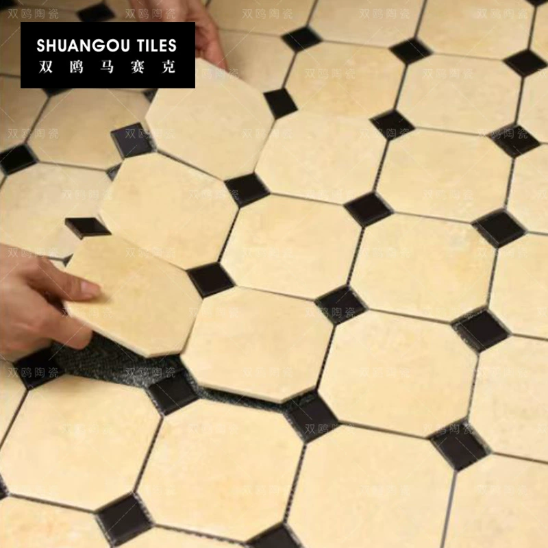Двойная восьмиугольная мозаика из известняка для ванной, кухни, балкона, кафе, ресторана, внутренняя отделка стен и пола керамической плиткой