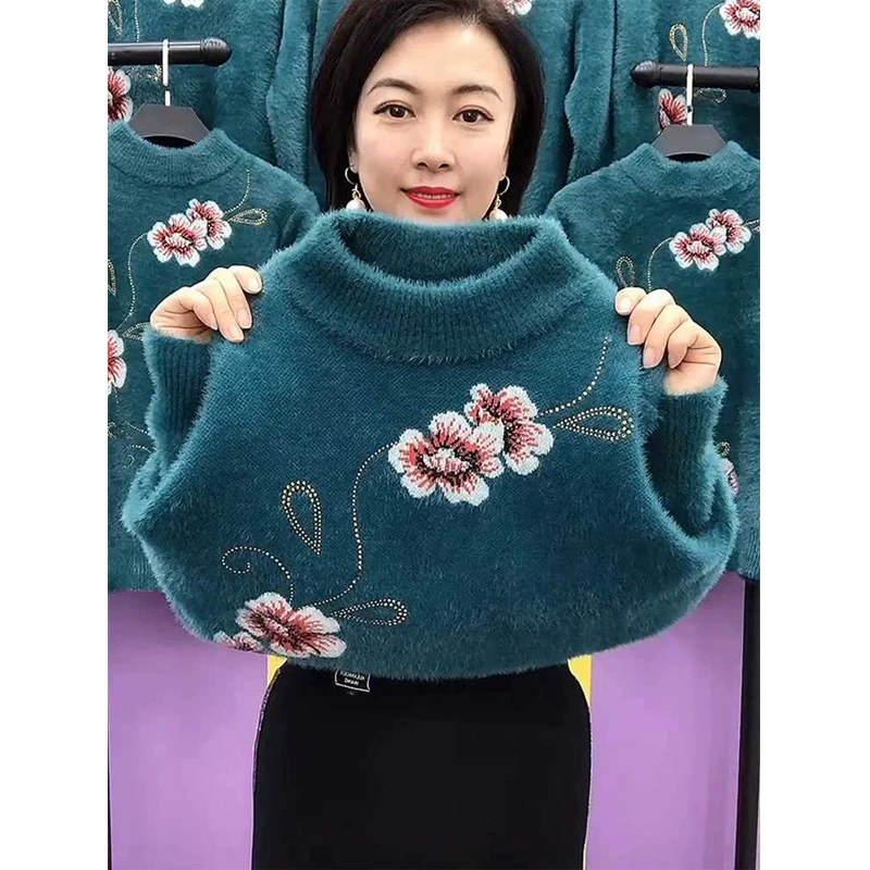 Мама в норковой шерстяной свитер женский осенний и зимний толстый нижний свитер