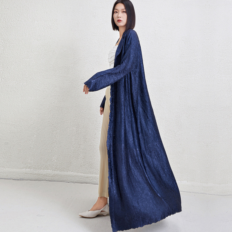 European and American Cross-border Cardigan dress Spring and Autumn New Pleated Loose Elegant All-match Windbreaker Cape Coat European and American Cross-border Cardigan dress Spring and Autumn New Pleated Loose Elegant All-match Windbreaker Cape Coat