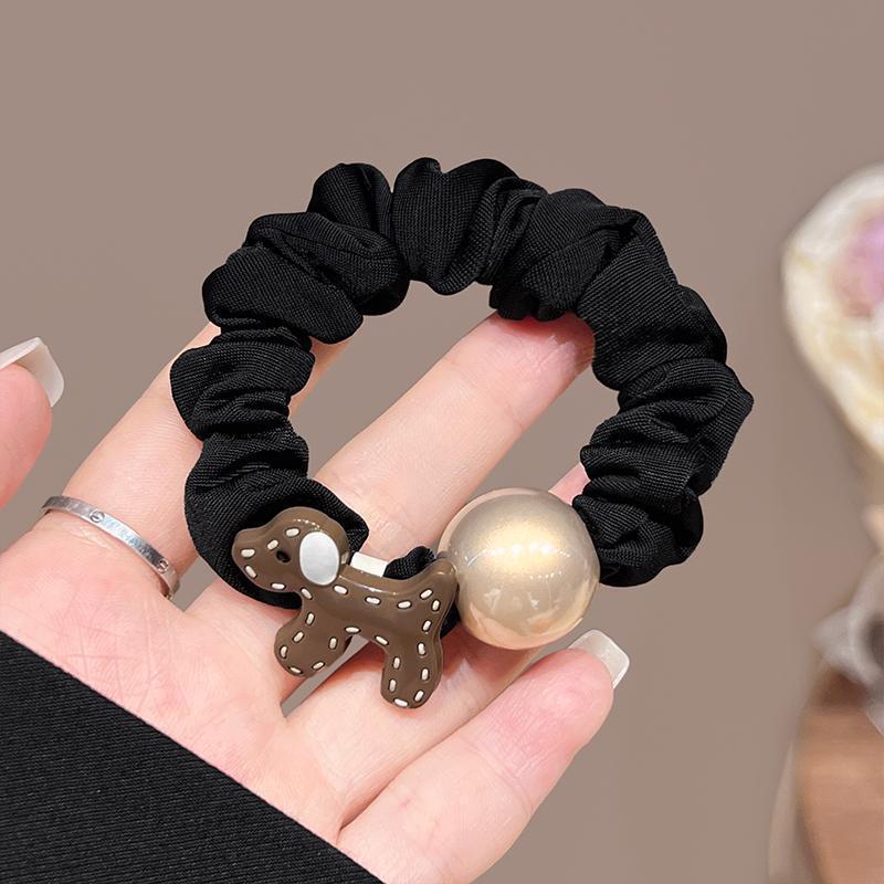 Perlas de terciopelo de alta sensación, anillo de cabello de intestino grande, temperamento femenino elegante, cuerda de cabello de cola de caballo baja, cuerda de cabello de alta elasticidad no dañada