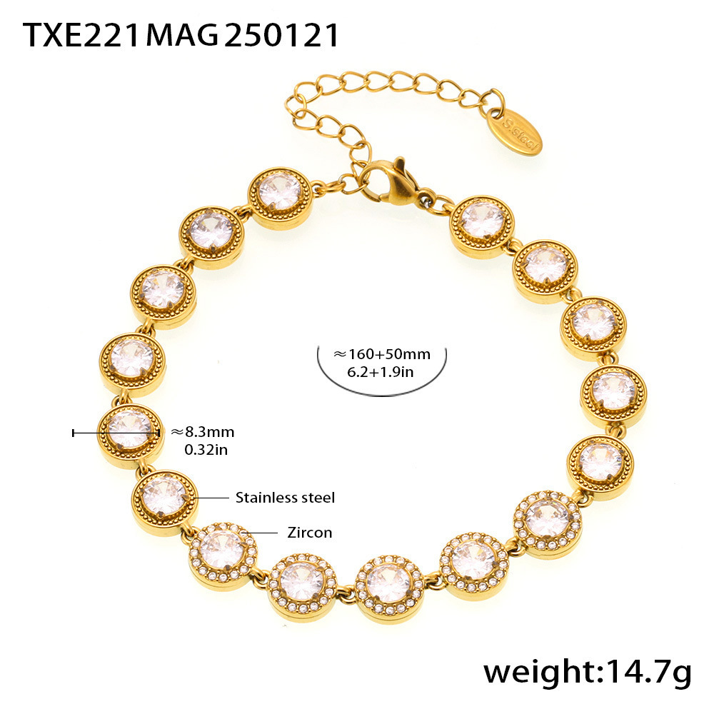 Chain de zircón blanco super brillante con estrellas redondas hechas a mano acero inoxidable chapado en oro real 18K joyas de lujo