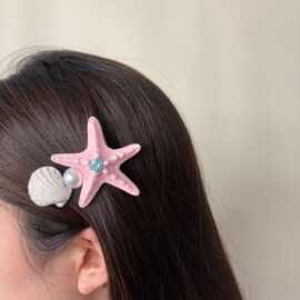 夏季新款超仙彩色海星发夹女甜美刘海侧边夹度假风鸭嘴夹发卡发饰