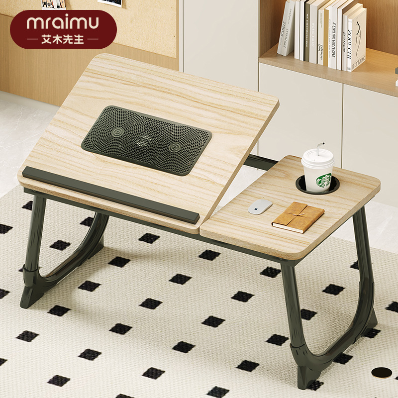 Bedside Desk for Lazy People, Foldable Laptop Table with Cooling Function, Portable Small Table for Bedroom, Dormitory, Student Study
