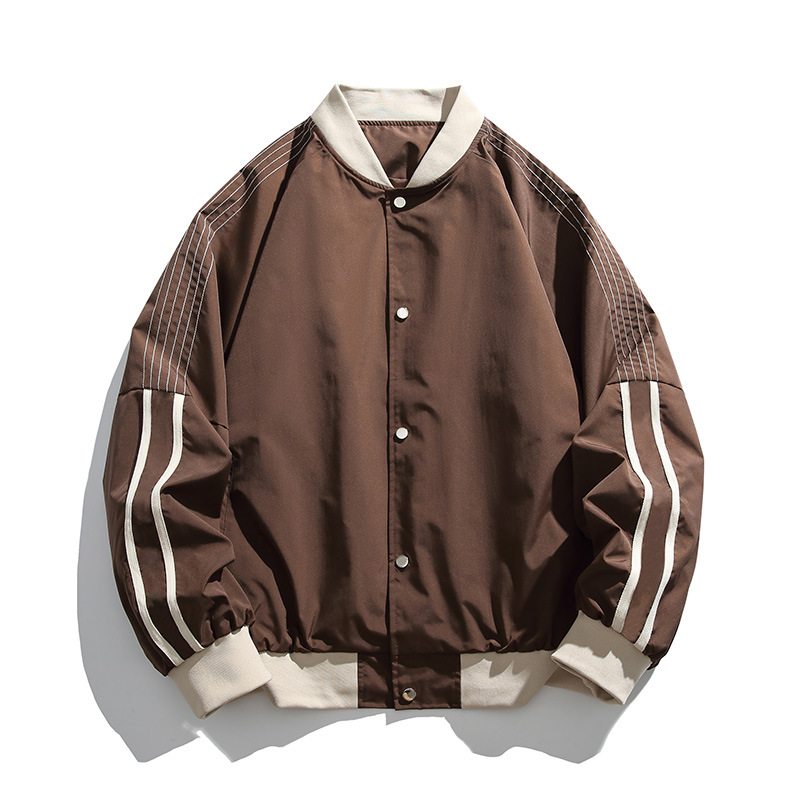 Herrenbekleidung Herbst Neue Herren Gestreifte Farbe Blockiert Casual Sport Top Trendy Marke Jugend Lose Jacke_voghion.com