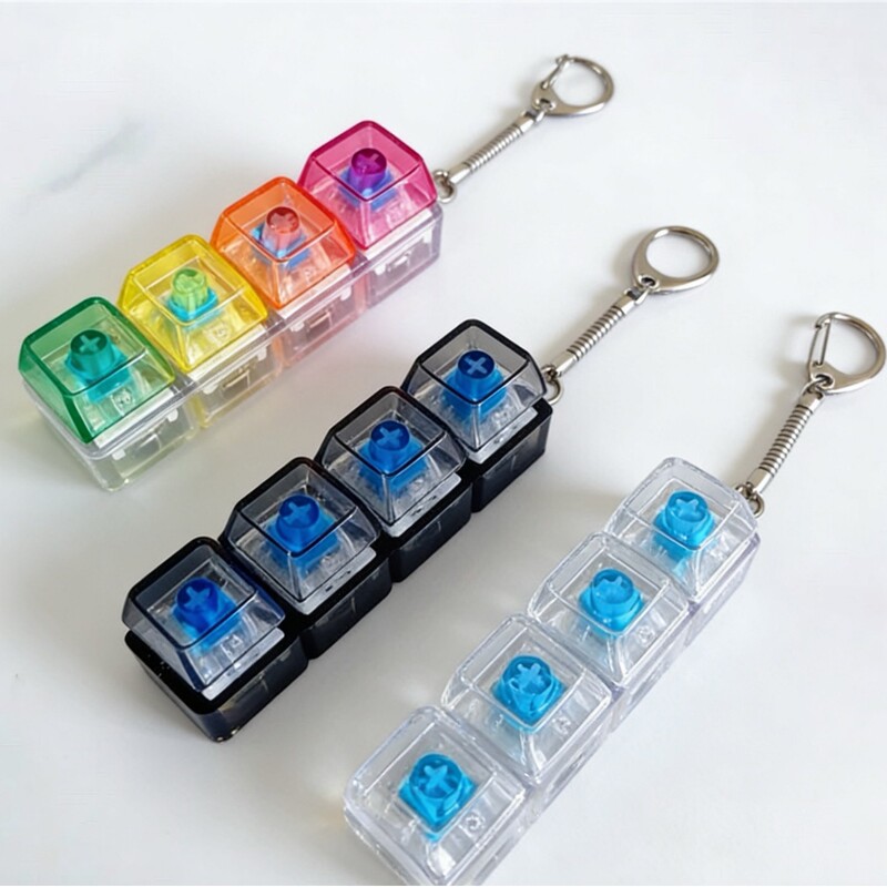 Cross-Border Stress-Relief Toy Keychain with Buttons, Fingertip Press Wooden Fish Keychain Toy Cross-Border Stress-Relief Toy Keychain with Buttons, Fingertip Press Wooden Fish Keychain Toy
