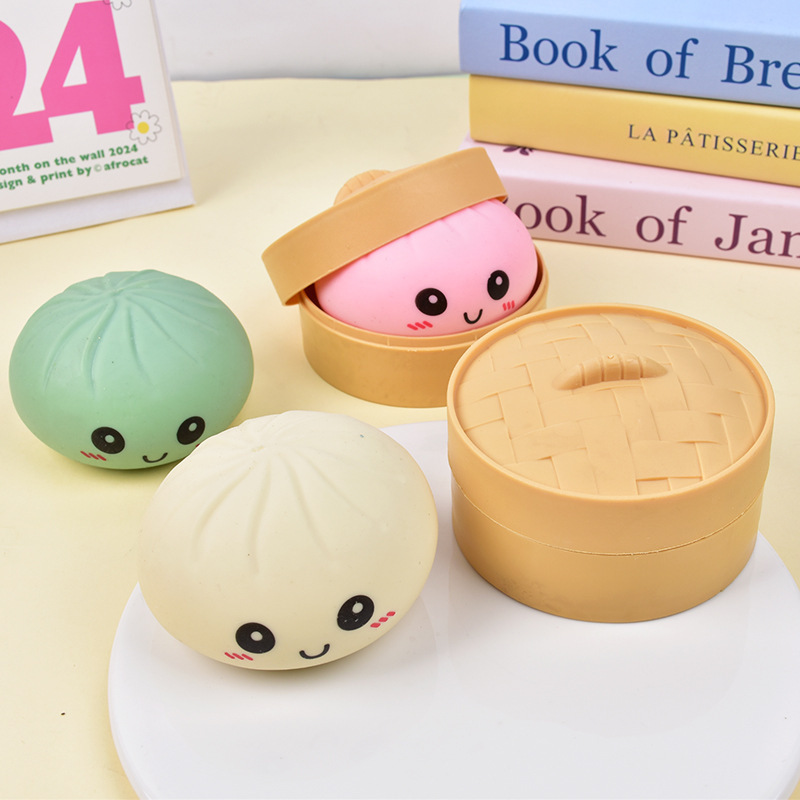Cross-Border Popular Item: Realistic Bun-Shaped Squishy Toy with Slow Rebound, Stress-Relief Toy with Cartoon Expressions, Creative Toy with Steamer Cross-Border Popular Item: Realistic Bun-Shaped Squishy Toy with Slow Rebound, Stress-Relief Toy with Cartoon Expressions, Creative Toy with Steamer