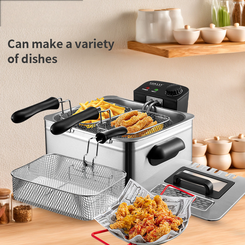 Cross-Border Dropshipping Electric Fryer for Home Use, 5L Large Capacity Electric Fryer for French Fries, Fried Chicken, Chicken Fillets, and Frying Basket