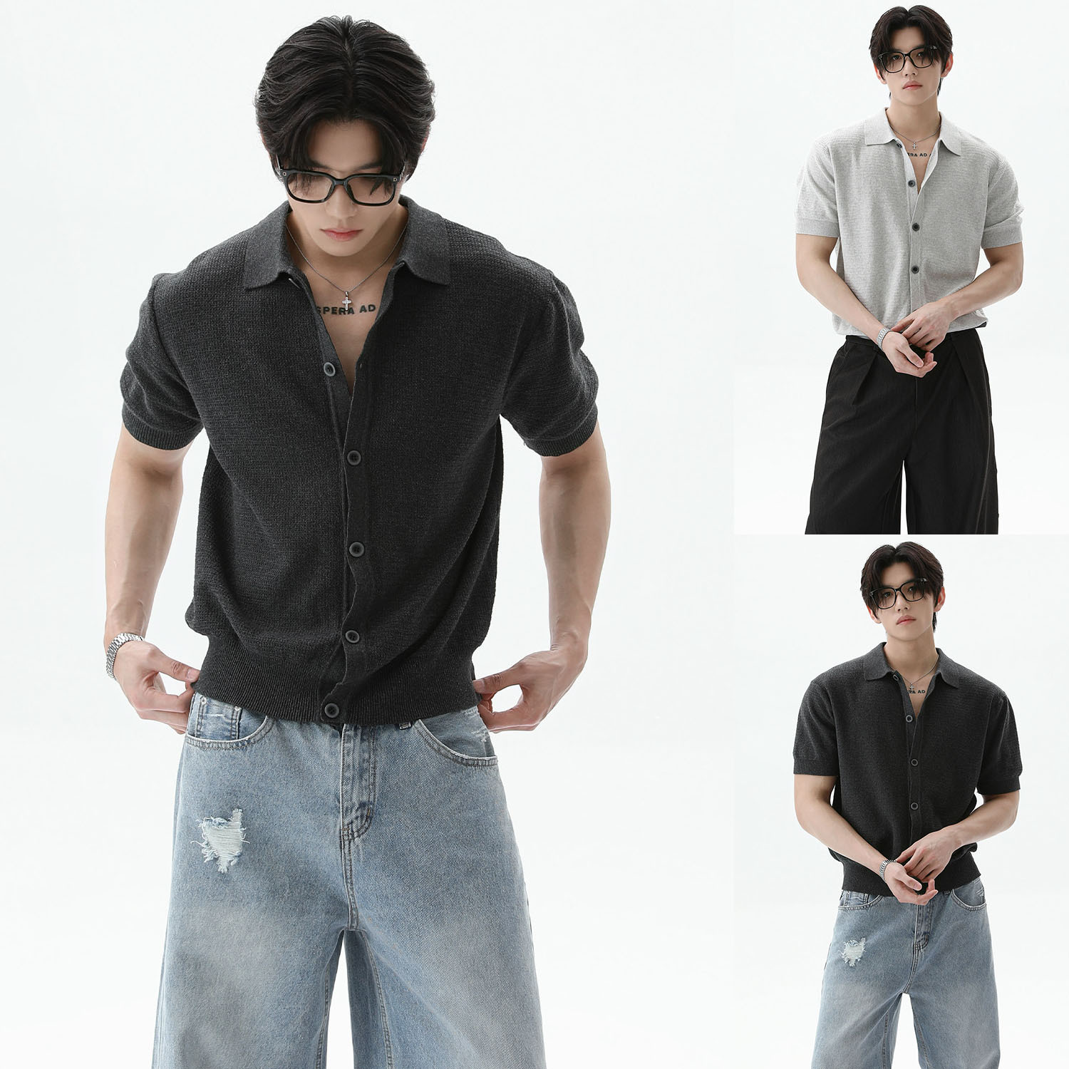 Camisas de polo de manga corta, camisetas de punto, camisetas comerciales de hielo, camisetas de verano, fábrica transfronteriza al por mayor