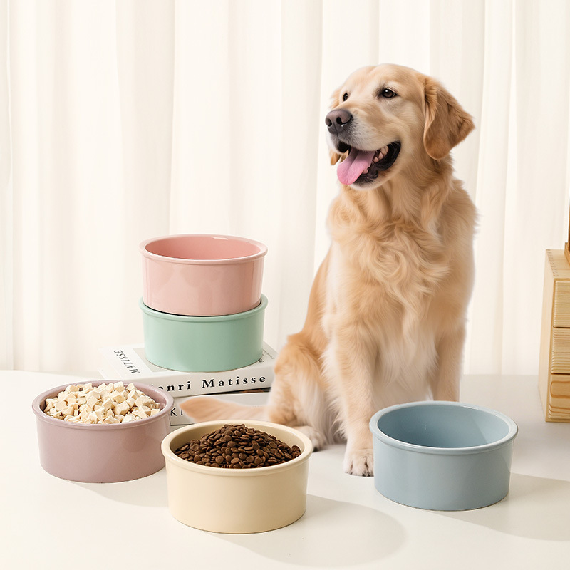 宠也BD护边直身碗纯色陶瓷大型犬宠物碗防打翻大容量狗碗饮水碗盆|undefined