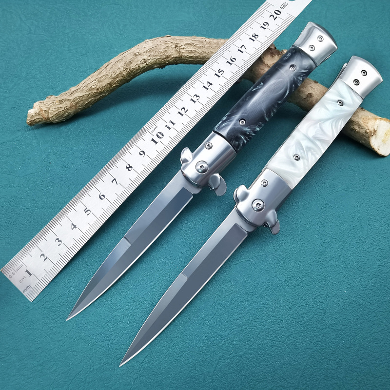 户外小刀树脂手柄折叠刀具黑手党野外生存折刀随身家用水果刀批发