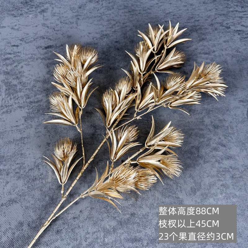 Hoja de oro artificial hoja de abanico de eucalipto hoja de ginkgo HOJA DE Navidad Año Nuevo bendición cubo arreglo floral hogar Víspera de Año Nuevo Flor al por mayor