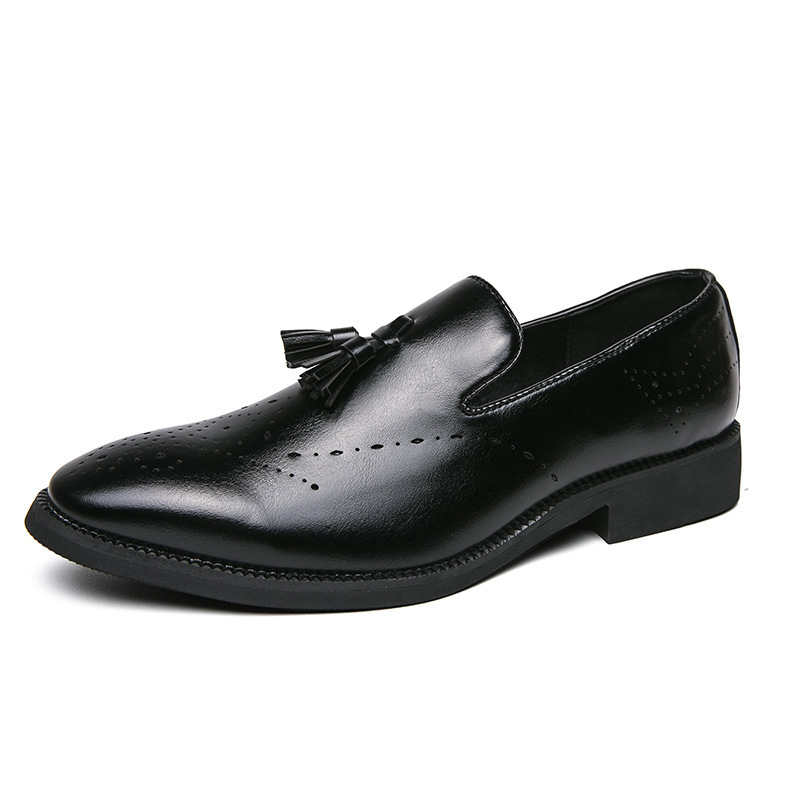 2024 nuevo perezoso con un pie de zapato de sollofe para hombre conducir zapatos de cuero de negocios casuales británicos para hombre image 6