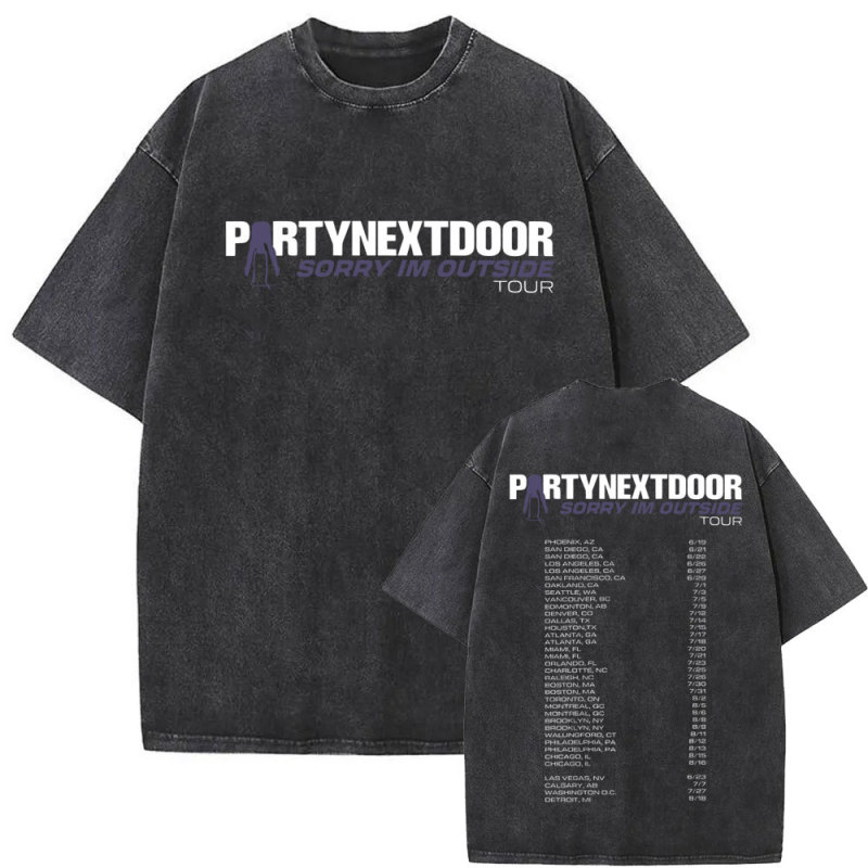 Washed Retro Party Next Door Sorry I'M on Tour Graphic T-Shirt Men's Hip-Hop Oversized T-Shirt Men's Fashion Style Washed Retro Party Next Door Sorry I'M on Tour Graphic T-Shirt Men's Hip-Hop Oversized T-Shirt Men's Fashion Style