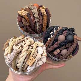 奶咖色发绳女生2024新款简约耐用发圈高弹力不伤发橡皮筋头绳头饰