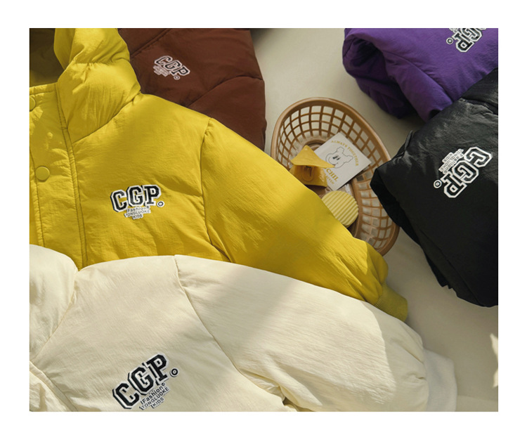 Children's 2023 new solid color hooded turtle shell jacket for boys and girls, white duck down children's clothing live_voghion.com