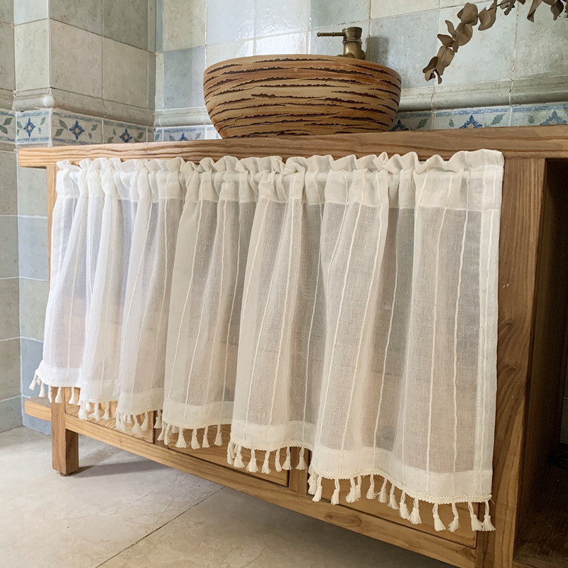 American-style Cabinet Shelter Curtain Curtain Bookcase Gauze Curtain Dust Curtain Hole-free Velcro Half Curtain Short Curtain Cabinet Curtain