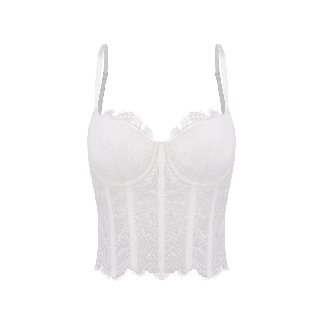 Nuevo encaje de malla blanca doble colgante con taza de dama de limpieza de pecho ropa de cuerpo Aliexpress suministro transfronterizo