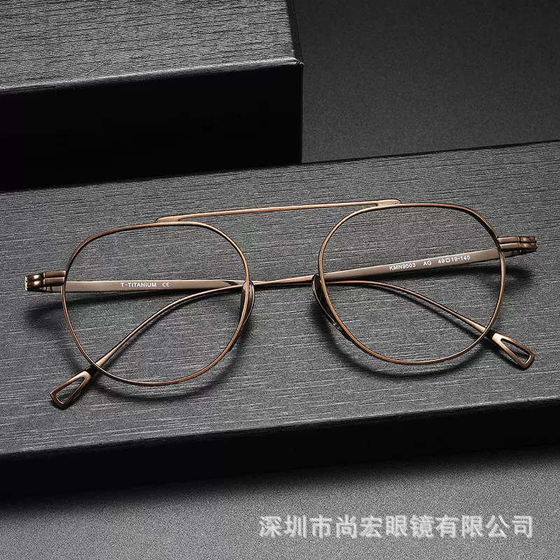 设计师手作宽边复古高度数近视眼镜万年龟同款KMN9503纯钛眼镜架