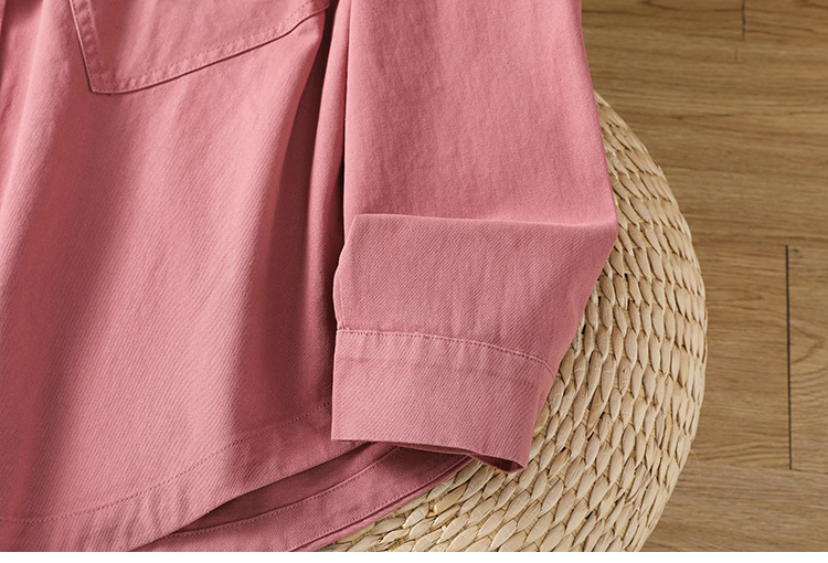 Giacca a camicia da donna in cotone con colletto maniche lunghe_voghion.com