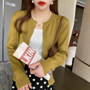 Cardigan Knitted Jacket Women's Spring and Autum Outer Thin Sweater Autum 2025 New Black Long-Sleeved Autum and Winter Top