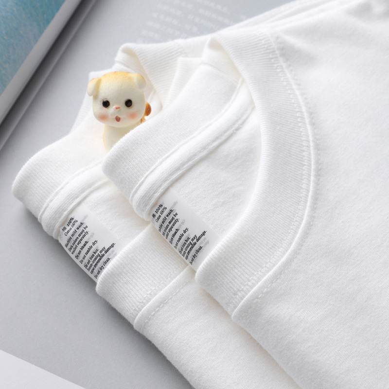 Heavy Weight 250g Xinjiang Long-Staple Cotton Short-Sleeved T-Shirt for Men and Women, Pure Color Round Neck Off-Shoulder T-Shirt Bottoming Shirt