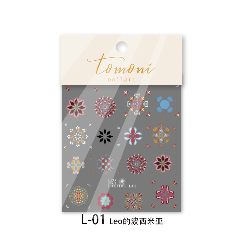 Pegatinas de uñas japonesas en línea explosión 2021 nuevo encaje relieve bohemia totem retro decoración de alta gama