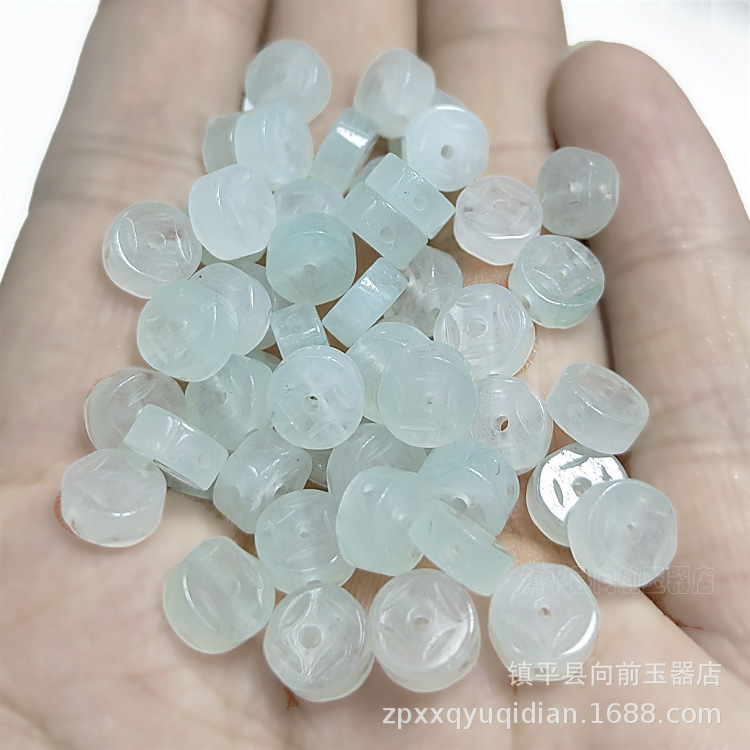 Ice bottom money buckle loose beads wholesale 8mm thick money beads loose beads diy jade jewelry accessories jade accessories manufacturers