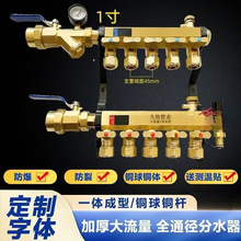 全套地暖地热全铜加厚大流量分集水器分水器套阀放水阀双出水