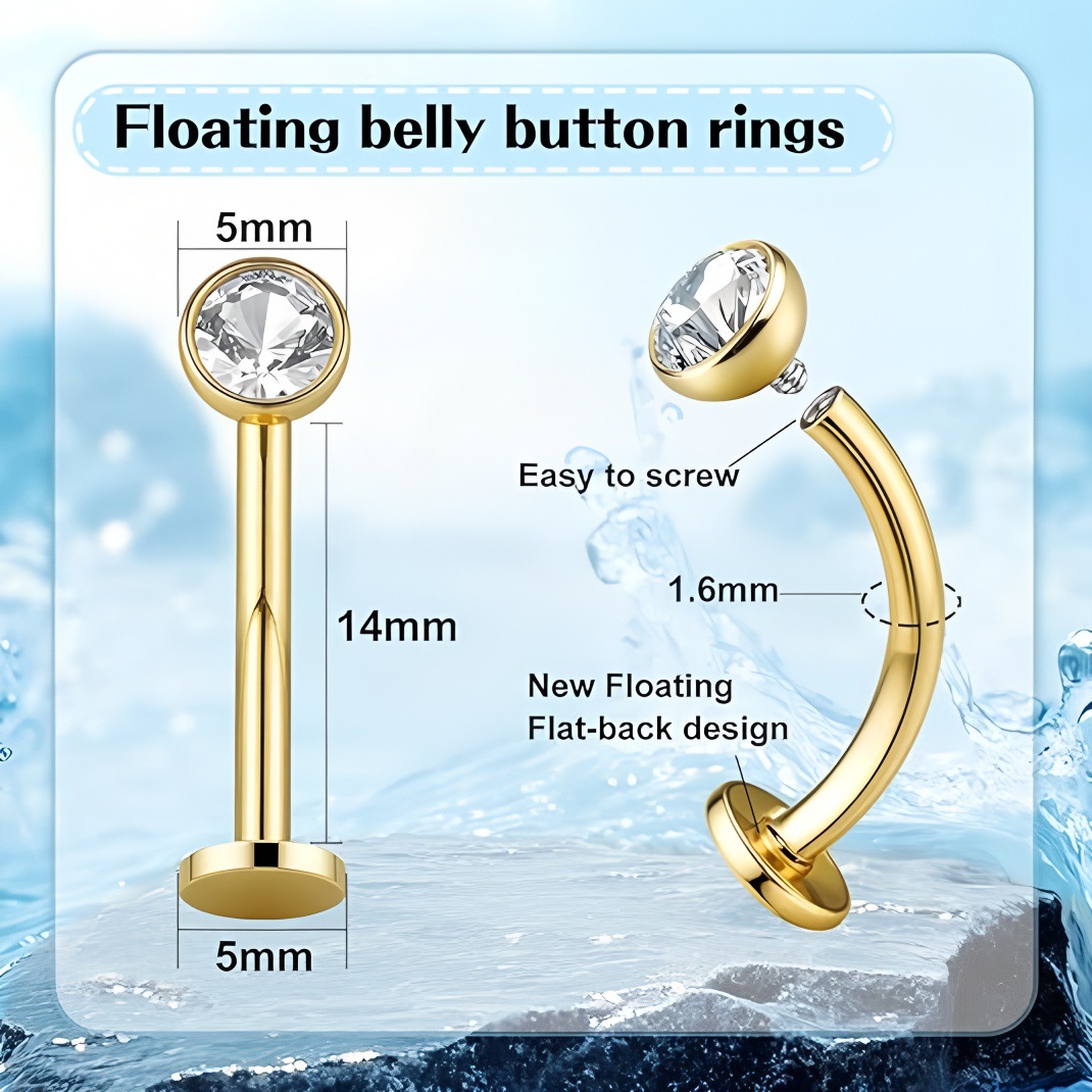 Bague griffe élégante avec piercing nombril et perle_voghion.com