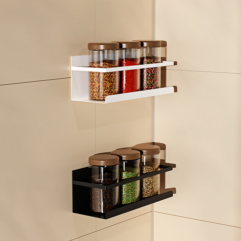 Kitchen shelf free of punching walls on the wall of salt seasoning tank storage box seasoning wall hanging shelf storage rack storage rack