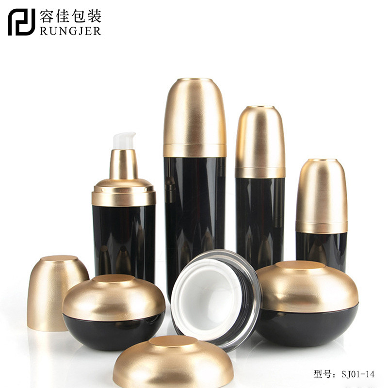 新款亚克力螺纹拉丝盖碗形瓶50g填充霜100ml喷雾锥圆瓶化妆品包材