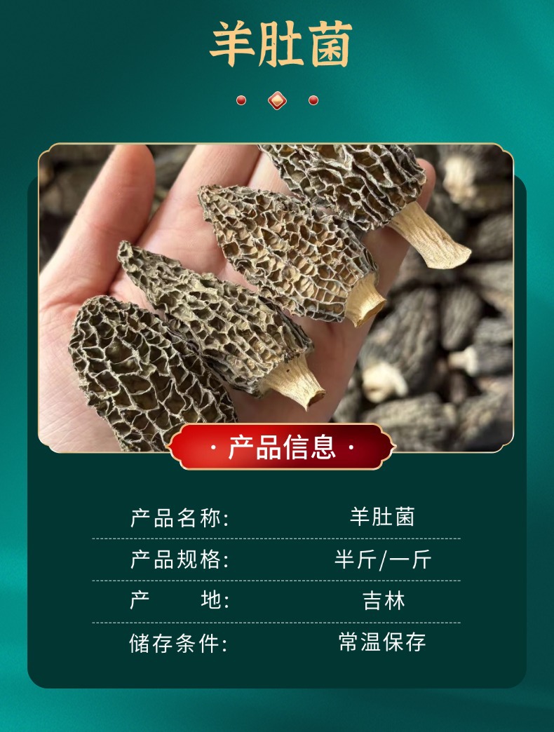 Fresh Morel Mushrooms Yang Du Jun 500g Jilin Origin Direct Supply key features