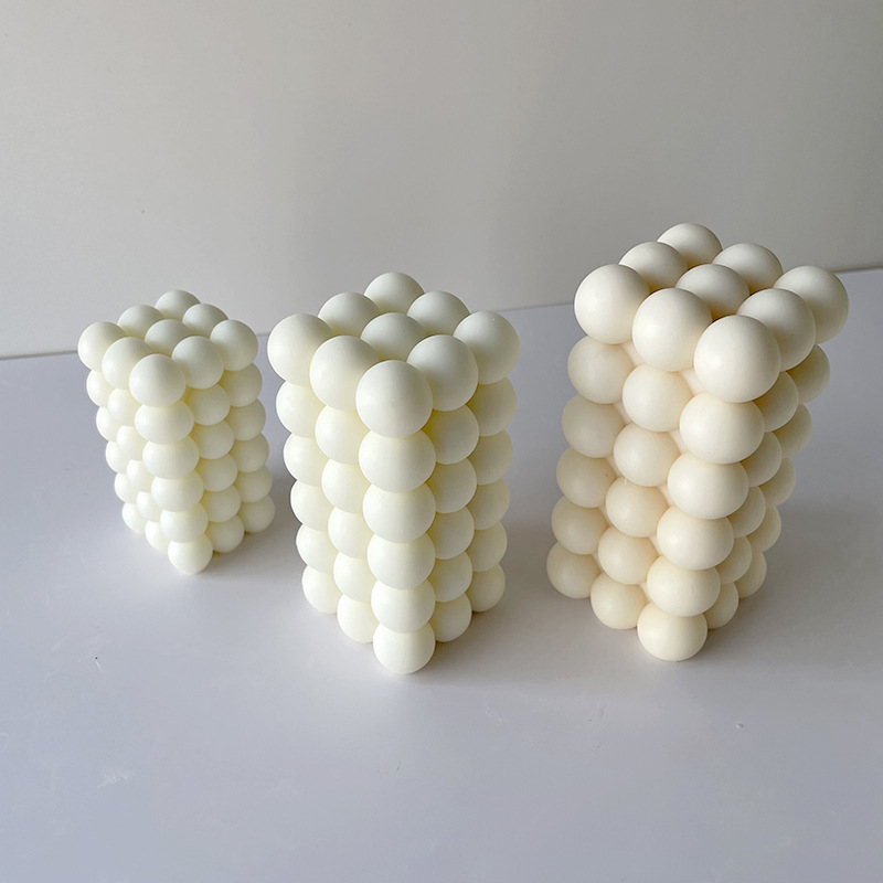 Jiahuimei Cubo de silicona de seis capas molde de vela DIY yeso hecho a mano jabón frío burbuja bola cubo molde de silicona