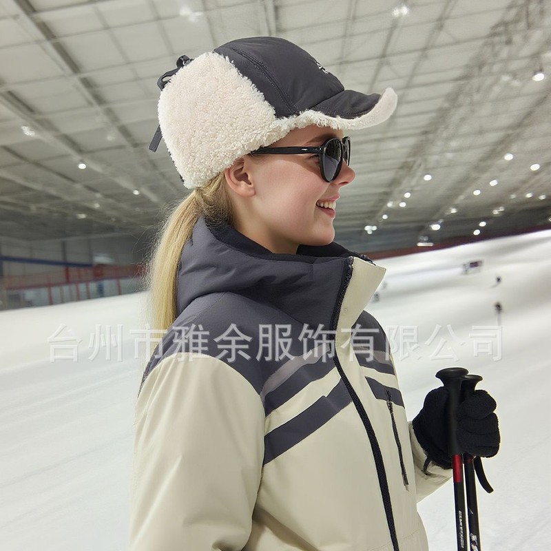 韩国小众加绒系带雷锋帽男女秋冬季滑雪骑车防风护耳帽子飞行员帽|undefined