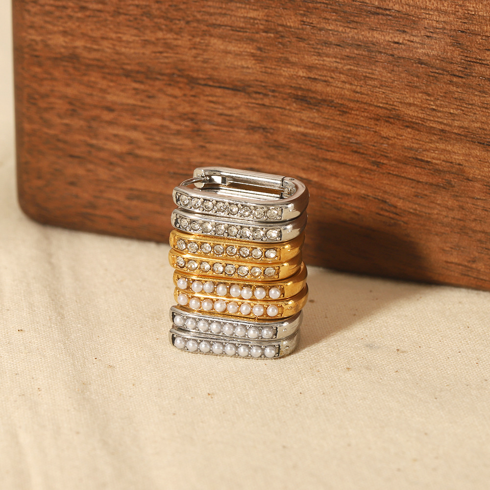 earrings with zircon stainless steel